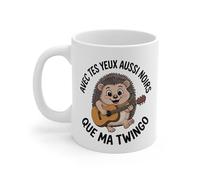 Tasse Hérisson Musicien 325ml - Mug Humour Français Twingo JuL - Cadeau Original Amis Collègues Céramique