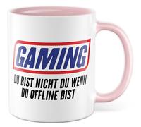 Tasse humoristique avec inscription en allemand « Gaming - Du bist nicht du wenn du Offline bist » - Tasse à café 330 ml en céramique - Tasse à café humoristique pour les joueurs en ligne