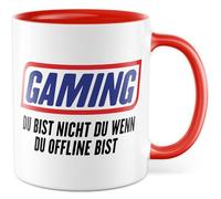 Tasse humoristique avec inscription en allemand « Gaming - Du bist nicht du wenn du Offline bist » - Tasse à café 330 ml en céramique - Tasse à café humoristique pour les joueurs en ligne