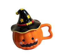 Tasse humoristique en céramique en forme de citrouille avec couvercle anti-poussière pour thé, café, boisson, bureau, école, usage quotidien, Halloween