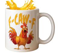 Tasse Humoristique F-Caw-F Poulet - Tasse Céramique 35 Cl Coq | Cadeau Humour Animaux De Ferme Pour Hommes Et Femmes | Mug Pour Thé Lait Jus Eau Maison Bureau Cuisine Campagne Famille Amis Boissons