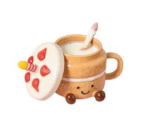 Tasse humoristique Moule à gâteau - 400 ml Tasse à café en céramique avec couvercle cuillère - Design amusant - Finition résistante à la chaleur - Utilisation agréable pour la maison, le bureau, Noël