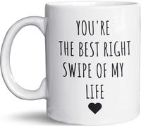 Tasse humoristique « You're the Best Right Swipe of My Life » - Cadeau d'amour pour partenaire ou ami - Saint Valentin, amadou match ou anniversaire - Passe au lave-vaisselle et au micro-ondes