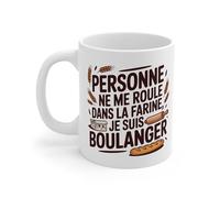 Tasse Humour Boulanger 325ml - Mug Céramique “Personne ne me roule dans la farine” - Cadeau Drôle Artisan Pâtisserie