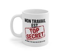 Tasse Humour Bureau - Mug Citation Drôle Top Secret - Cadeau Collègue 325ml