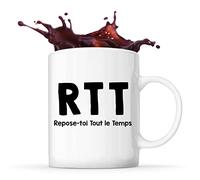 Tasse humour RTT Repose-toi Tout le Temps Mug Idée cadeau drôle pour paresseux et paresseuse collègue de travail, ami(e), famille