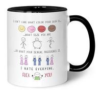 Tasse imprimée avec inscription « I hate everyone » - Tasse amusante comme cadeau de farce - Cadeau pour amis, collègues et famille pour le bureau, le travail, la vie quotidienne - Pour elle et lui