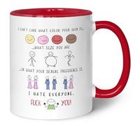 Tasse imprimée avec inscription « I hate everyone » - Tasse amusante comme cadeau de farce - Cadeau pour amis, collègues et famille pour le bureau, le travail, la vie quotidienne - Pour elle et lui -