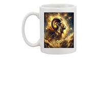 Tasse imprimée avec signe astrologique Bélier avec de fortes caractéristiques pour thé/café. L'image du signe astrologique sera imprimée sur un côté de la tasse, avec 6 des caractéristiques fortes de