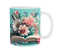 Tasse inférieure 3D F - Tasse à café pour amateurs de livres | 350 ml Flower Lovers Coffee Bookworm Book Club Cup F Loral, 3D Bookshelf Cup, Bibliothèque étagère, Lovers