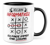 Tasse informaticien avec inscription en allemand - Cadeau Je suis informaticien. Je trouve toujours une solution - Tasse à café 330 ml en céramique - IT Profession Bureau Hommes