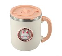 Tasse isotherme à double paroi en acier inoxydable 316 avec couvercle et poignée pliable - 450 ml - Mug de voyage résistant à la chaleur pour la maison, le bureau ou les trajets (rose)