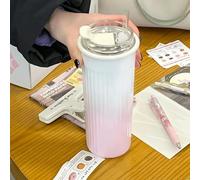 Tasse isotherme en acier inoxydable 316 de haute qualité pour filles, paille double usage pour boire directement 500 ml, eau portable pour voiture, bureau, changement progressif de couleur