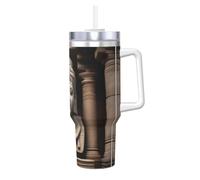 Tasse isotherme en acier inoxydable avec poignée et paille - Motif Ice Bully a Ancient Relics - 1200 ml - Parfait pour les voyages et le sport
