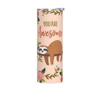 Tasse isotherme en acier inoxydable de 591 ml - Motif paresseux « You are Awesome » - Parfait pour café, bureau, voiture, sport, extérieur