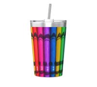 Tasse isotherme en paille conique avec impression de crayons colorés, parfaite pour une utilisation en salle de sport ou à emporter avec vous
