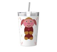 Tasse isotherme en paille conique avec motif cochon de dessin animé, parfait pour une utilisation en salle de sport ou à emporter avec vous