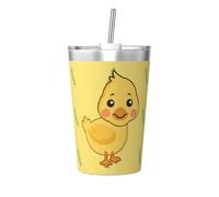 Tasse isotherme en paille conique avec motif de canard de dessin animé, parfait pour une utilisation en salle de sport ou à emporter avec vous