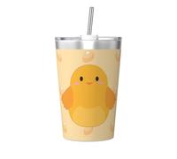 Tasse isotherme en paille conique avec motif poussin de dessin animé, parfait pour une utilisation en salle de sport ou à emporter avec vous