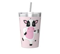 Tasse isotherme en paille conique avec motif veau de dessin animé, parfait pour une utilisation en salle de sport ou à emporter avec vous