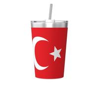 Tasse isotherme en paille conique imprimée drapeau de la Turquie, idéale pour une utilisation en salle de sport ou à emporter avec vous