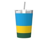 Tasse isotherme en paille conique imprimée drapeau du Rwanda, idéale pour une utilisation en salle de sport ou à emporter avec vous