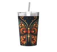 Tasse isotherme en paille conique imprimée en forme de papillon vintage, parfaite pour une utilisation en salle de sport ou à emporter avec vous