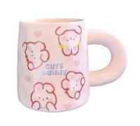 Tasse Isotherme pour Cafe 410 Ml avec Motif Lapin, Mug Animaux sur la Fenêtre, Gobelet de Voyage pour Café, Tasse à Café Mignonne, Cadeaux Femmes, Hommes, Lui et Elle(Pink)