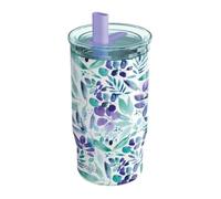 Tasse isotherme - QUOKKA - Brume - 720 ml - Acier inoxydable - Fleurs violettes