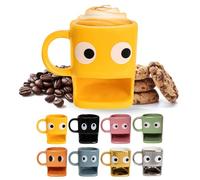 fisura. - Tasse originale à offrir “yeux”. Tasse avec support à biscuits jaune. Tasse en céramique avec espace pour biscuits. Capacité de 240 ml. Cadeau unique.