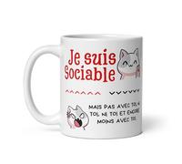 Tasse "Je Suis Sociable, Mais Pas Avec Toi" - Mug Drôle Humoristique Chats Chiante