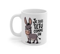 Tasse Je suis têtu comme un âne Mug drôle avec illustration d’âne Idée Cadeau humoristique pour ami, collègue ou famille