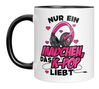 Tasse K-pop cool avec inscription en allemand « Nur ein Mädchen das K-Pop liebt » - Idée cadeau pour les fans et les amateurs de Korean Pop, Manga, Anime - Noir