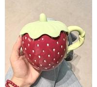 Tasse Kawaii 3D à Fruits avec Anse, Tasse en Céramique pour thé et Café, Grande Taille (380 Ml), Décor Fraise, Cadeau D'anniversaire, Canette Isotherme pour les Activités(Purple)