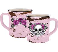 Tasse Lady Skull en émail rose