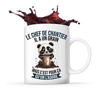 Tasse Le Chef de Chantier Panda Café | Idée Mug Cadeau Travail Métier Humour Collègue Homme Anniversaire Noël