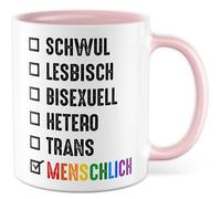 Tasse LGBTQ cadeau gay, lesbienne, bisexuel, hétéro, trans, humain, tasse à café fierté arc-en-ciel, diversité amour, humour, bureau, idée cadeau partenaire, petite amie, ami avec inscription amusante