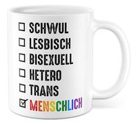 Tasse LGBTQ cadeau gay, lesbienne, bisexuel, hétéro, trans, humain, tasse à café fierté arc-en-ciel, diversité amour, humour, bureau, idée cadeau partenaire, petite amie, ami avec inscription amusante