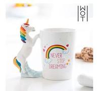 STC Tasse Licorne «Never stop dreaming» Céramique Blanc Fantaisie