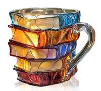 Tasse Livre Peint, Tasse à Café Créative 3D en Forme de Livres Peints, Tasse à Café Originale avec Empilement de Livres, Cadeaux de Collection pour Lecteurs, Bibliothécaires et Amoureux