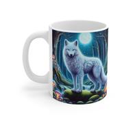 Tasse Loup Blanc Spirituel - Mug Panoramique Forêt Magique - Cadeau Animal Totem Fantastique Céramique 325ml