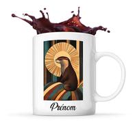 Tasse Loutre Prénom Personnalisable Inspirée Art Déco Loutre avec Lignes Élégantes et Schéma de Couleurs Sophistiqué. | Mug Original Customisable