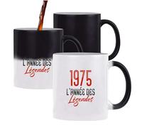 Tasse Magique 1975 l'année des légendes | Mug | Idée Tasse Personnalisable qui change de couleur Cadeau Anniversaire Fête Original Famille Travail Départ Collègue Retraite Noël.