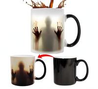 Tasse magique d'Halloween, tasse à café horreur à changement de couleur - Motif zombie effrayant - Tasse thermique en céramique de 325 ml pour hommes, femmes, maman et papa - Cadeau fantaisie pour