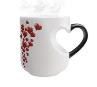 Tasse magique en céramique 10,5 cm - Tasse magique qui change de couleur | Design cœur sensible à la chaleur Vaisselle durable et distinctive pour thé café cadeau maison et bureau Accessoires modernes