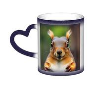 Tasse magique en céramique sensible à la chaleur - Motif écureuil - Idée cadeau d'anniversaire pour homme, mari, grand-père