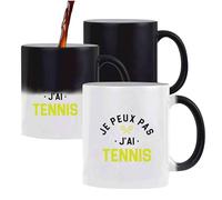 Tasse Magique Je peux pas j’ai tennis | Mug | Idée Tasse Personnalisable qui change de couleur Cadeau Anniversaire Fête Original Famille Travail Départ Collègue Retraite Noël.