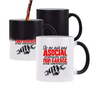 Tasse Magique Je Préfère mon Garage | Mug qui change couleur avec la chaleur | Idée Cadeau Garagiste Humour Mécanique Voiture Drôle Original Garage