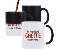 Tasse Magique La meilleure Cheffe | Mug | Idée Tasse Personnalisable qui change de couleur Cadeau Anniversaire Fête Original Famille Travail Départ Collègue Retraite Noël.