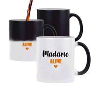 Tasse Magique Madame Aline - Mug - Idée Tasse Personnalisable Cadeau Anniversaire Fête Original Famille Travail Départ Collègue Retraite Noël. (Orange)